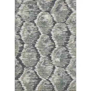 5' X 8' Charcoal Ivory And Gray Diamond Washable Area Rug With UV Protection