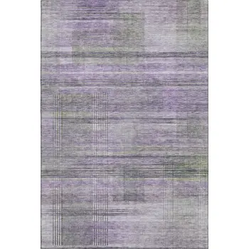 5' X 8' Purple And Gray Striped Washable Area Rug With UV Protection