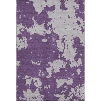 9' X 12' Purple And Gray Abstract Washable Area Rug With UV Protection