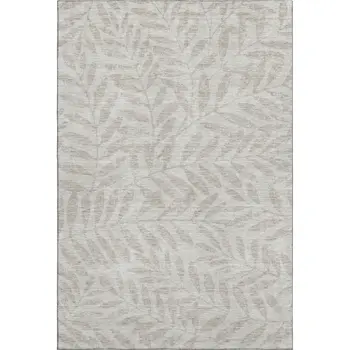 10' X 14' Taupe And Beige Floral Washable Area Rug With UV Protection