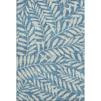 8' X 10' Teal And Beige Floral Washable Area Rug With UV Protection