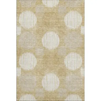 9' X 12' Gold And Ivory Geometric Washable Area Rug With UV Protection