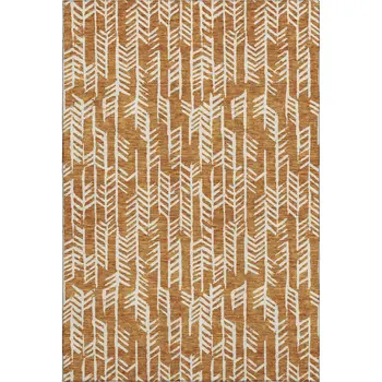 8' X 10' Copper And Beige Tribal Washable Area Rug With UV Protection