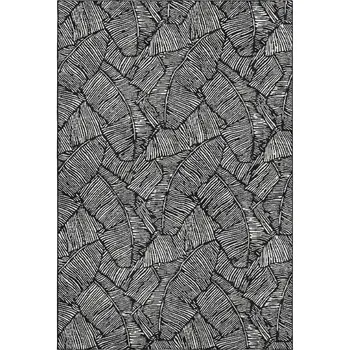 9' X 12' Black And Ivory Floral Washable Area Rug With UV Protection
