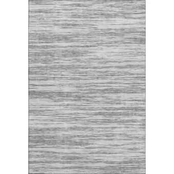 9' X 12' Gray And Silver Striped Washable Area Rug With UV Protection