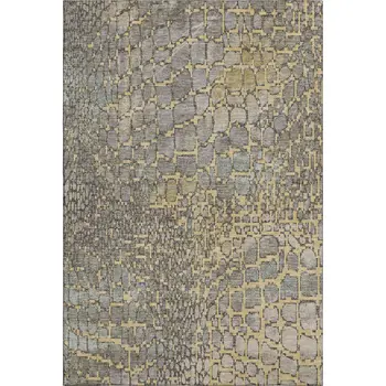 10' X 14' Gold Gray And Silver Abstract Geometric Washable Area Rug With UV Protection