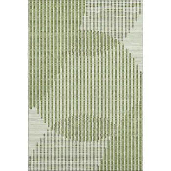 5' X 8' Green Ivory And Gray Geometric Washable Area Rug With UV Protection