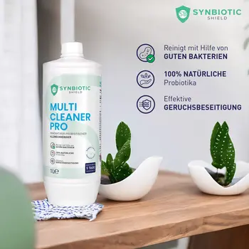 SYNBIOTIC SHIELD - Multicleaner Pro<br/><br/>natürlich reinigen mit guten Bakterien | Probiotischer Allzweckreiniger | Konzentrat | Geruchsneutralisierer | Soforteffekt gegen Uringerüche | Boden- Fenster- Glas- Badreiniger  | Hotel