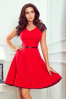 Numoco 254-2 SILVIA Dress with lace inserts - red