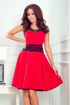 Numoco 261-1 RICA Dress with tulle inserts - red