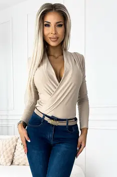 Numoco 375-7 Bodysuit with envelope neckline - beige