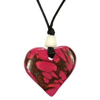 Tagua Nut Pink Heart Pendant