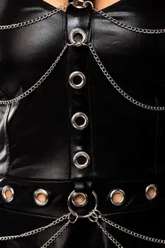 schwarzes Wetlook Minikleid 18289 - XL