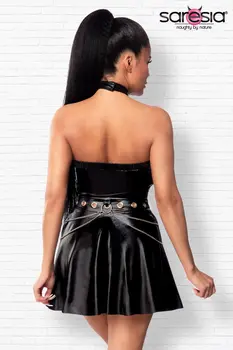 schwarzes Wetlook Minikleid 18289 - XL