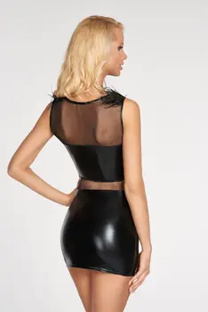 schwarzes Wetlook-Kleid Moche - 2XL