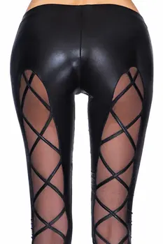 schwarze Wetlook Leggings Camiri XL