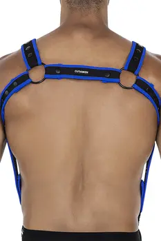 schwarz/neoblauer Brust-Harness 05 - OS