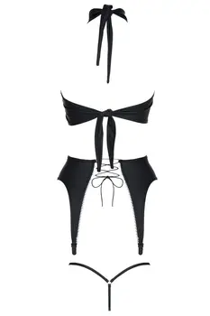 schwarze Corsage DDHekate001 + Strümpfe - XXL
