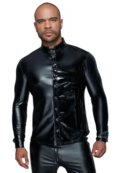 Langärmliges Powerwetlook & PVC Shirt H064 - 3XL