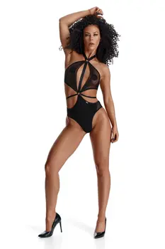 schwarzer Body ouvert LXPerla001 - XXL