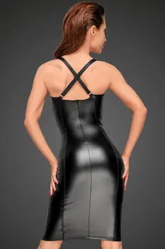 schwarzes Powerwetlook Kleid F180 - XXL