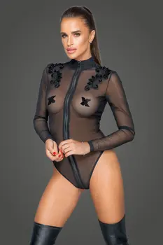 Tüll Body mit Stickerei F221 - 2XL