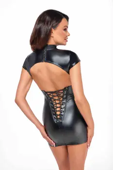F309 Wetlook Minikleid - 3XL