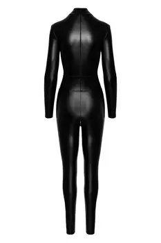 F319 Powerwetlook Catsuit mit Reißverschluss und Ring - 3XL
