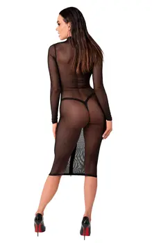 F347 halblanges Kleid aus feinem Netz - 3XL