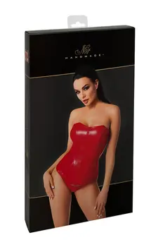 F355 Wetlook Corsagen-Top rot - 3XL