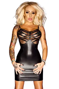 black wetlook chemise F078 XL by Noir Handmade