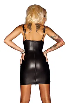 schwarzes Wetlook-Kleid F078 XL von Noir Handmade