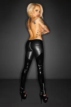 black long wetlook pants F115 L by Noir Handmade