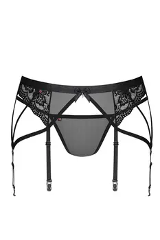 854-GAR-1 Strumpfhaltergürtel + T-String schwarz - L/XL
