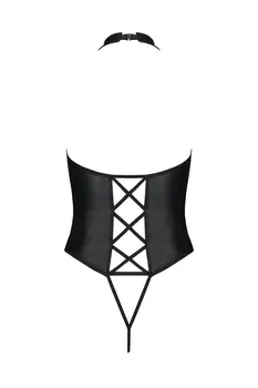 schwarzer Kunstleder Body ouvert PA596249 - 2XL/3XL
