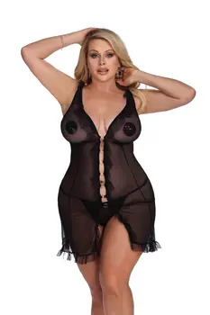 schwarzes Negligee AA053640 - 5XL/6XL