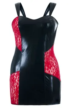 schwarz/rotes Wetlook Chemise SB/1006 54/56 Sexy Base
