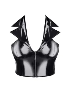 schwarzes Lack Damen-Top TDMelania001 - 2XL