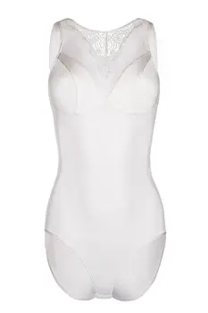 ecru Body mit Netzeinsatz und Spitze KA923323 - 2XL