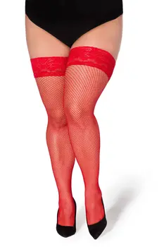 halterlose Netz-Strümpfe Christina rot T9/10