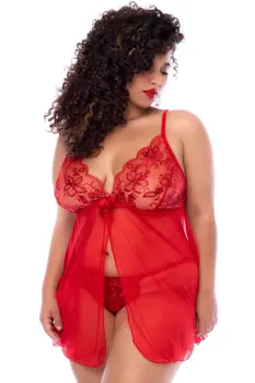 rotes Babydoll - MAL7559XRED - 3XL/4XL