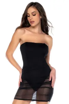 Schwarzes Kleid mit integriertem Body - MAL40003 - L/XL