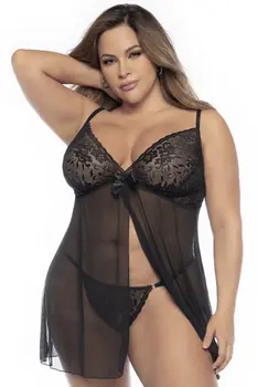 schwarzes Babydoll Plus Size - MAL7501XBLK - 3XL/4XL