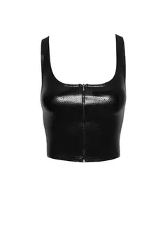 F275 Snake Wetlook Top mit Reißverschluss - 3XL