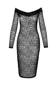 F284 Midikleid aus Leopardenflock - 3XL
