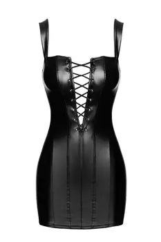 F363 Wetlook Minikleid mit Schnürung - 3XL
