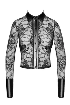 F377 Noirelle Lace Button-up Shirt - 3XL