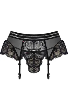 853-GAR-1 Strumpfhaltergürtel + T-String schwarz - L/XL