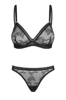 030418 Set aus Bügel-BH Spitze und String - XL (BH 75E/80D & Panty 42)
