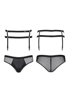 Slip + Strumpfhaltergürtel CRDSET004 schwarz Crossdresser - L